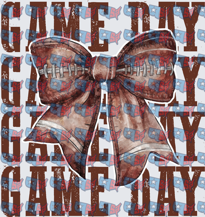 Game Day Football Bow Distressed Graphic (DTF)