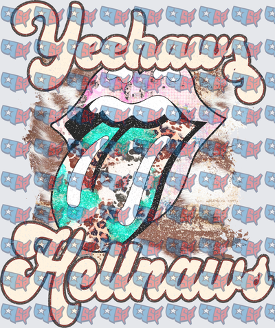 Yeehaw Hellnaws Western Lips Tongue Cowhide Design (DTF)