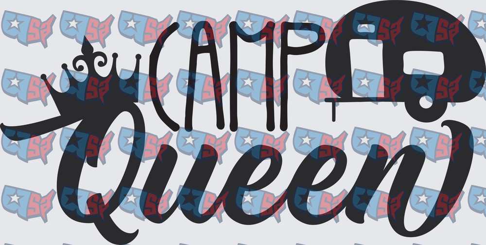 Camper Queen Crown Travel Trailer Typography (DTF)
