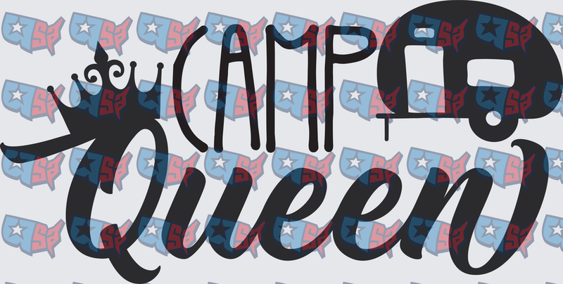 Camper Queen Crown Travel Trailer Typography (DTF)