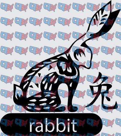 Chinese Zodiac Tribal Rabbit With Kanji Symbol (DTF)
