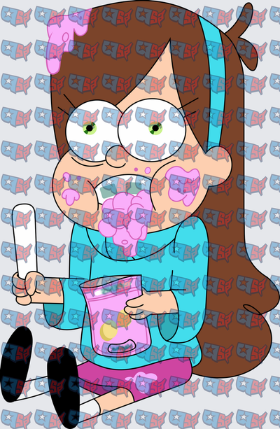 Mabel Pines Eating Cotton Candy Messy Face (DTF)