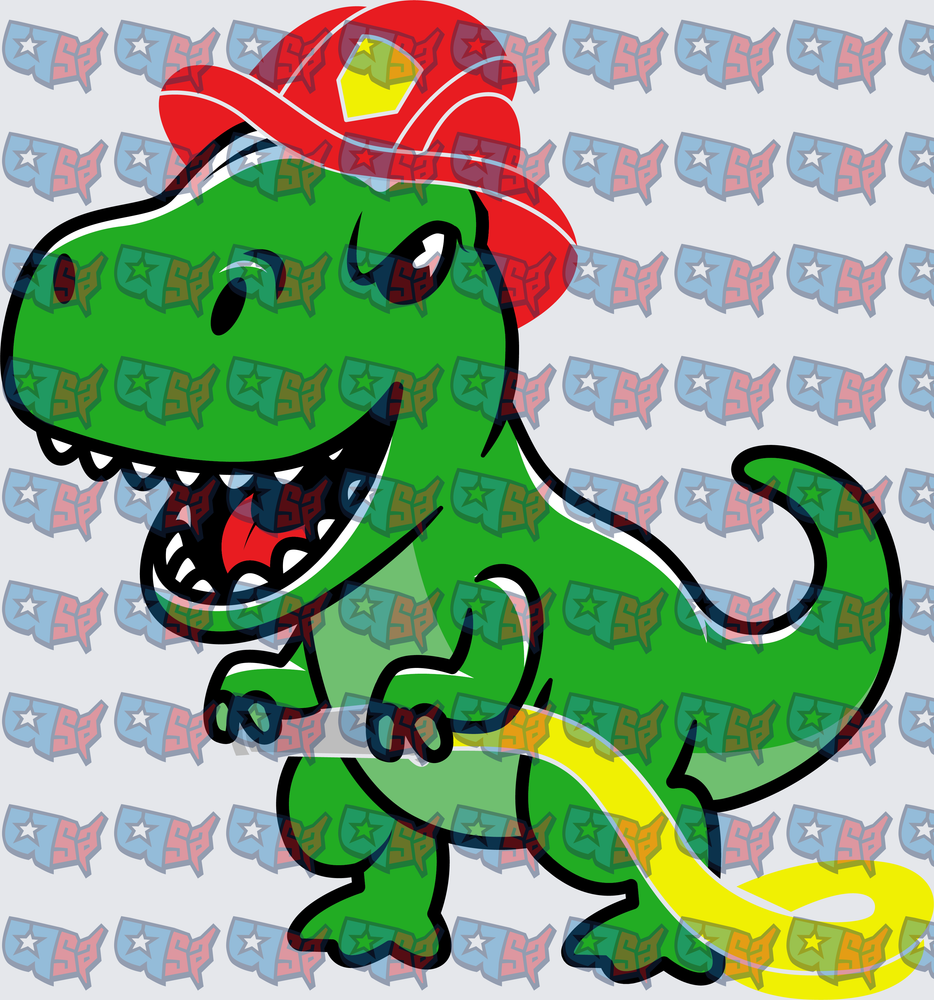 Cute T-Rex Dinosaur Firefighter With Hose (DTF)