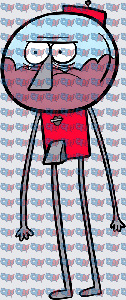 Grumpy Tall Cartoon Character Red Outfit (DTF)