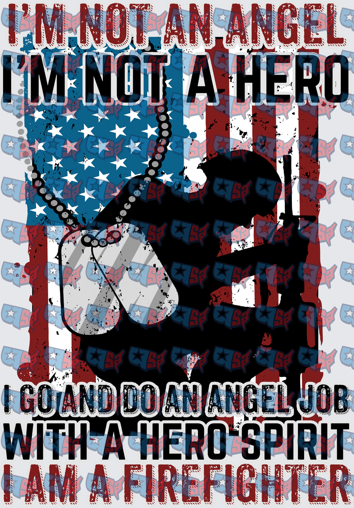 Firefighter Angel Hero Spirit American Flag Quote (DTF)