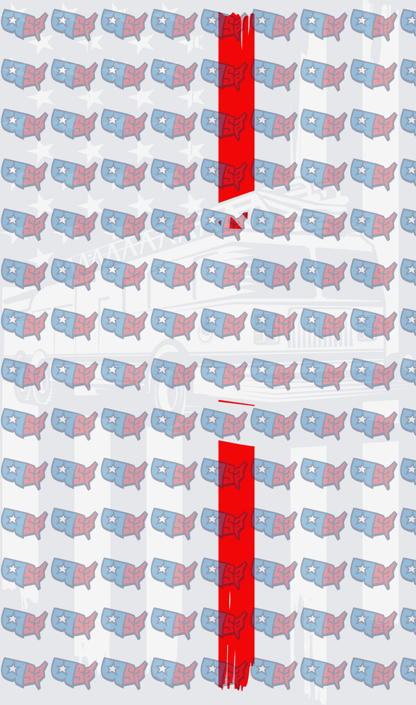 Patriotic USA Map Pattern Red Stripe Repeat (DTF)