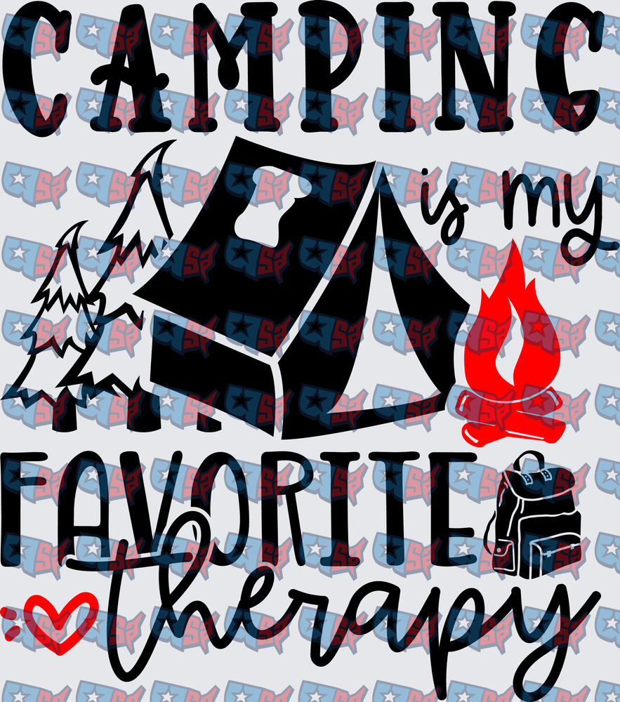 Camping Is My Favorite Therapy Tent Campfire Design (DTF)