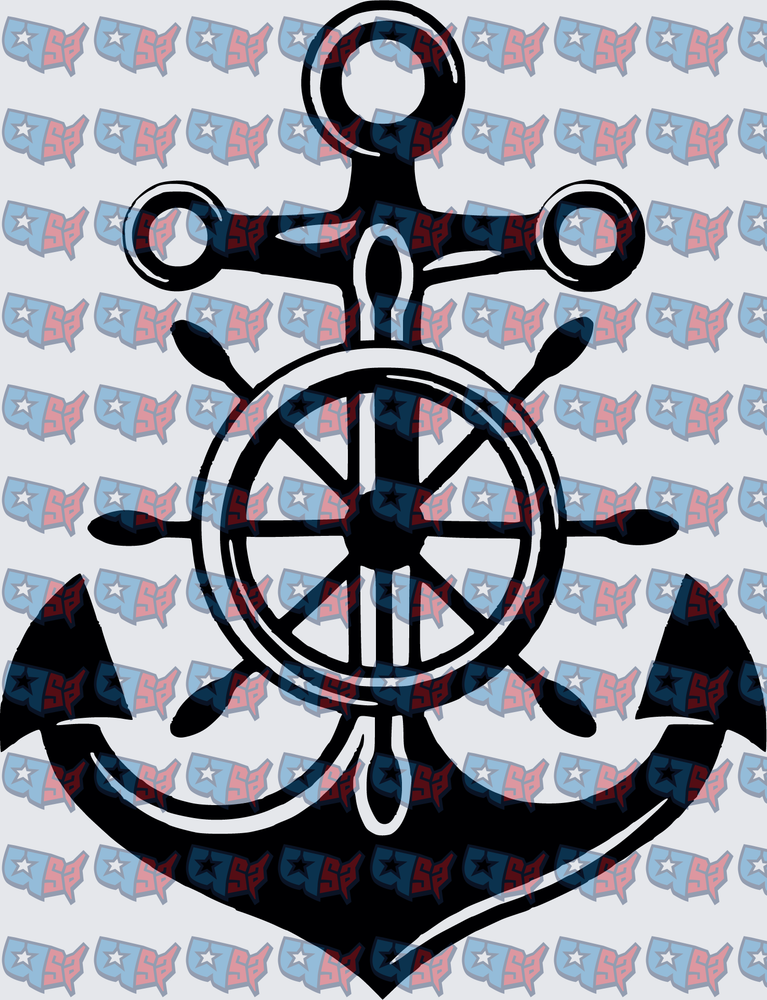 Nautical Anchor with Ship's Wheel (DTF)