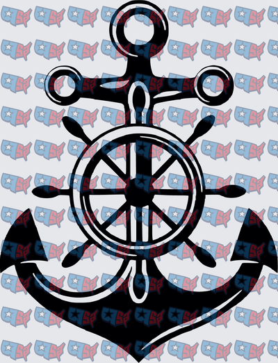 Nautical Anchor with Ship's Wheel (DTF)