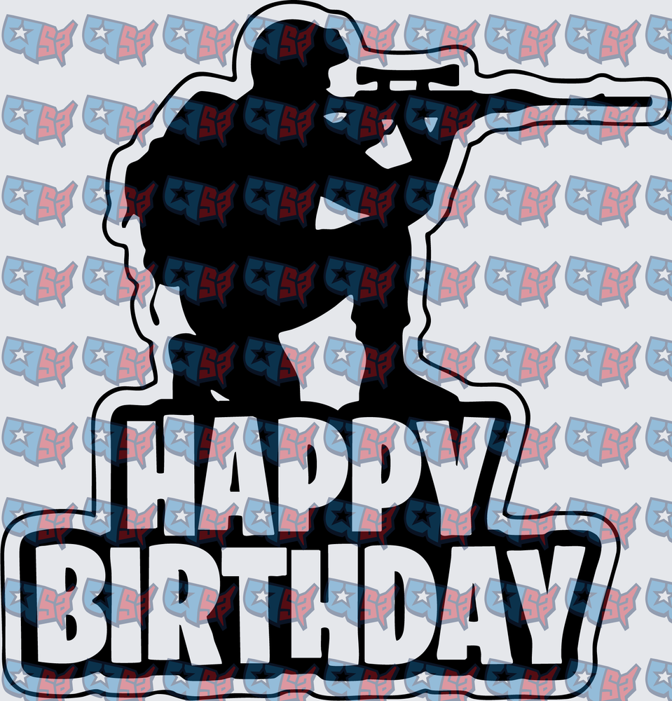 Military Soldier Silhouette Happy Birthday (DTF)