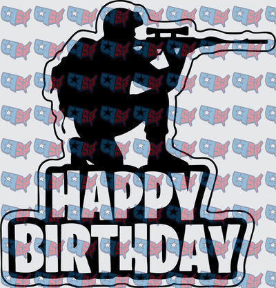 Military Soldier Silhouette Happy Birthday (DTF)