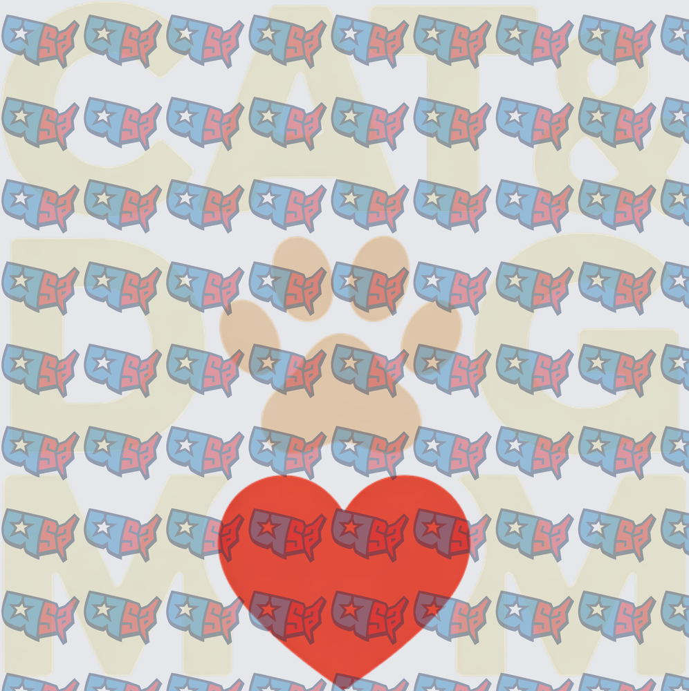 Patriotic USA Map Paw Print Heart Pattern (DTF)