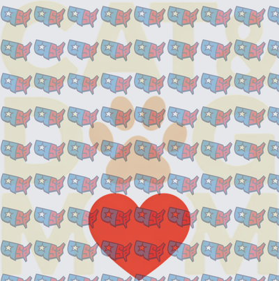 Patriotic USA Map Paw Print Heart Pattern (DTF)