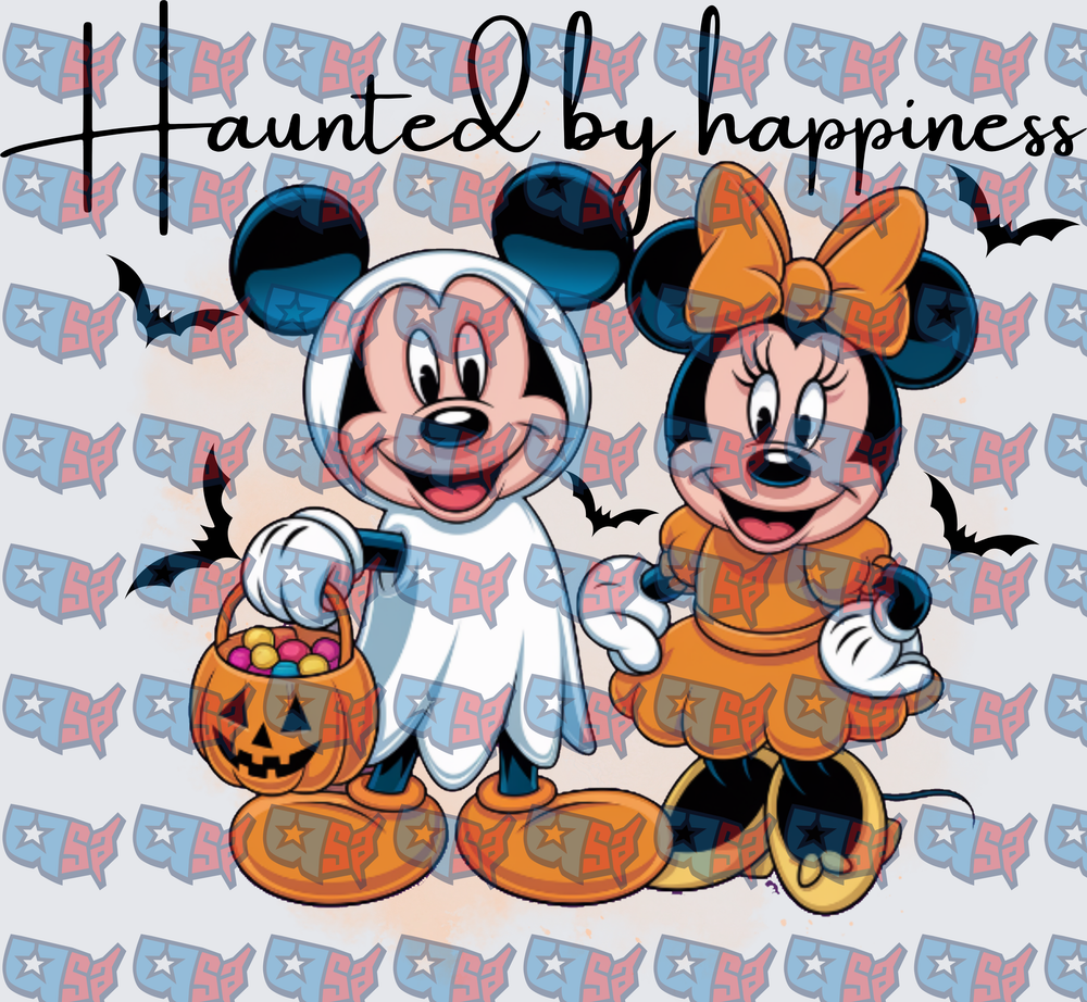 Haunted By Happiness Halloween Mouse Couple with Pumpkins (DTF)