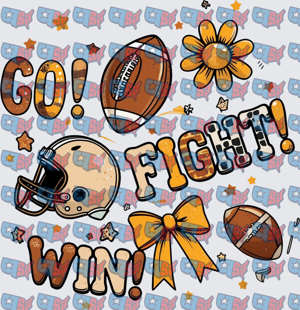 Go Fight Win Football Helmet Sunflower Bow Collage (DTF)