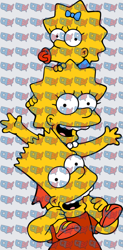 Yellow Cartoon Siblings Stacked Totem Pole (DTF)
