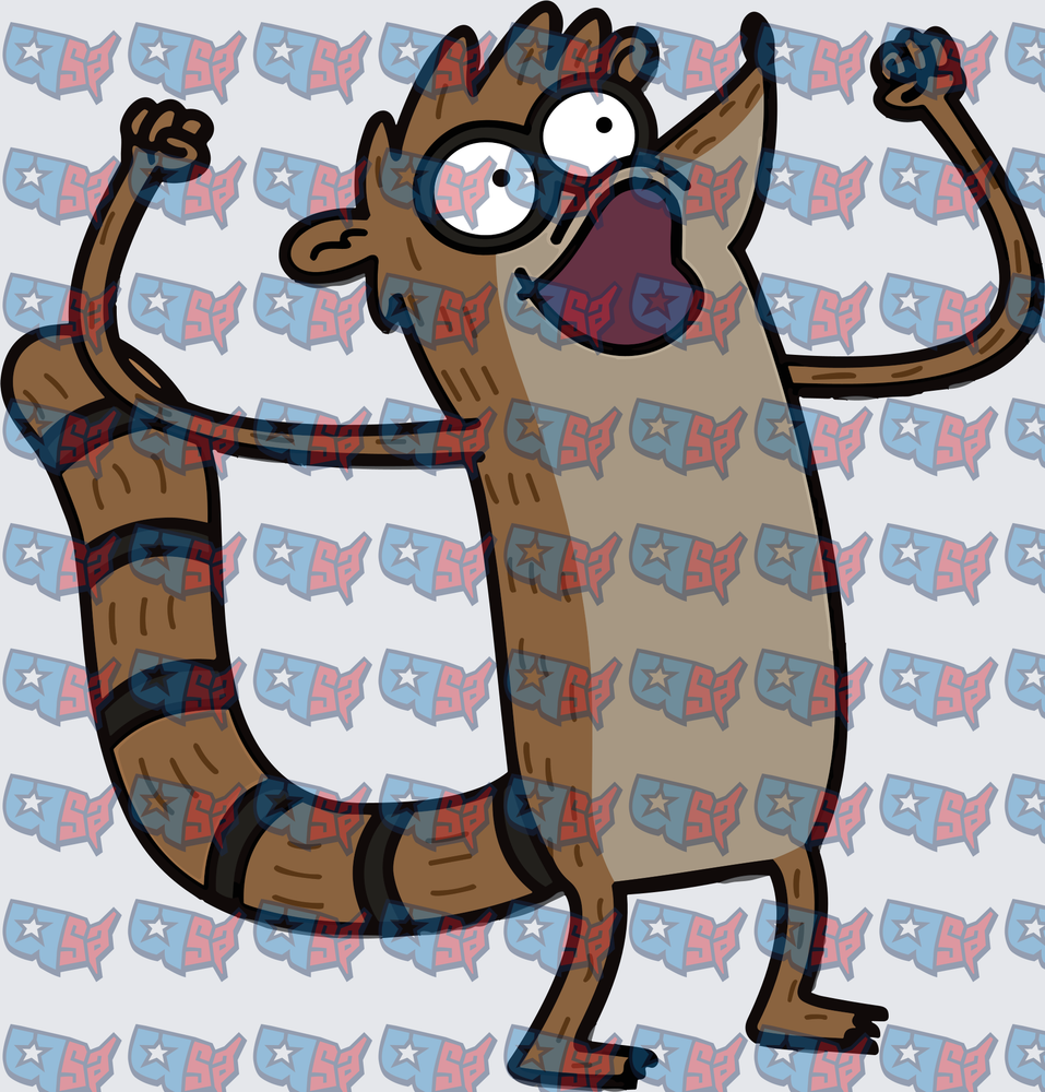 Screaming Raccoon Fists Raised Cartoon Character (DTF)