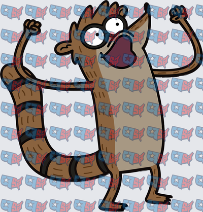 Screaming Raccoon Fists Raised Cartoon Character (DTF)