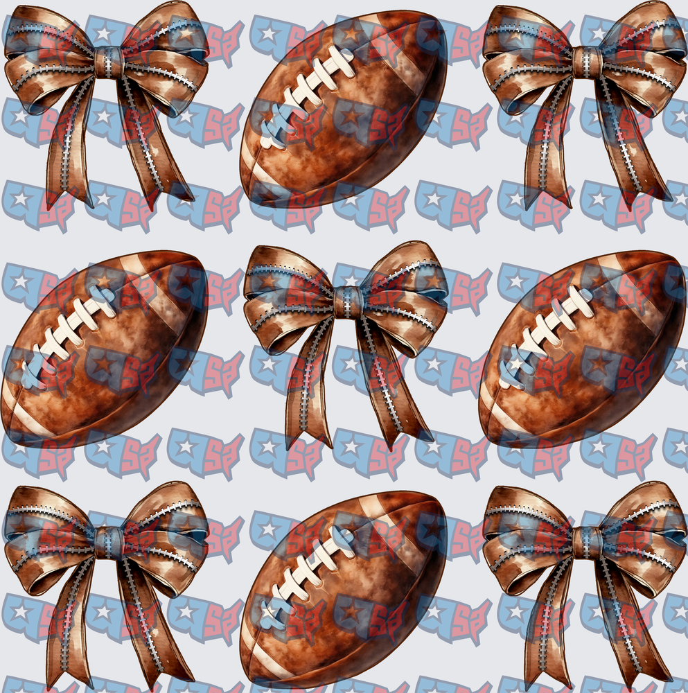 Footballs and Coquette Bows Seamless Pattern (DTF)