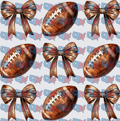 Footballs and Coquette Bows Seamless Pattern (DTF)