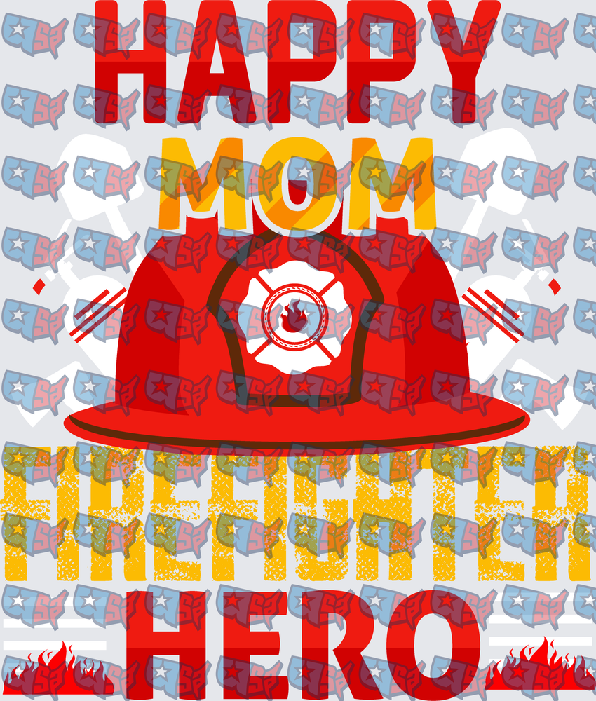 Happy Mom Firefighter Hero Helmet Design (DTF)