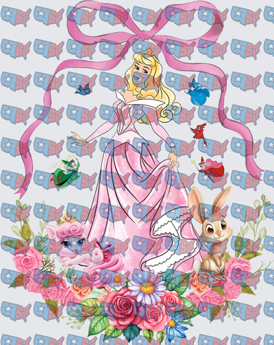 Sleeping Beauty Princess Pink Bow Floral Fairy Friends (DTF)
