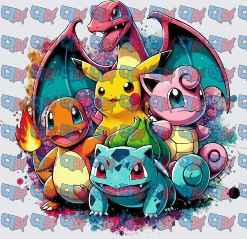 Classic Starter Pocket Monsters Squad Watercolor Group (DTF)