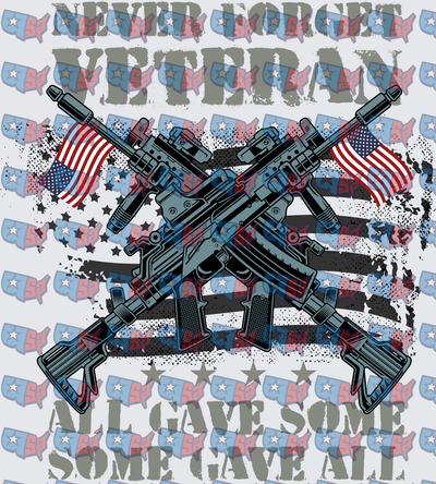 Never Forget Veteran Crossed Rifles American Flag (DTF)