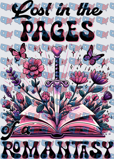Lost In The Pages Of A Romantasy Book Sword Floral (DTF)