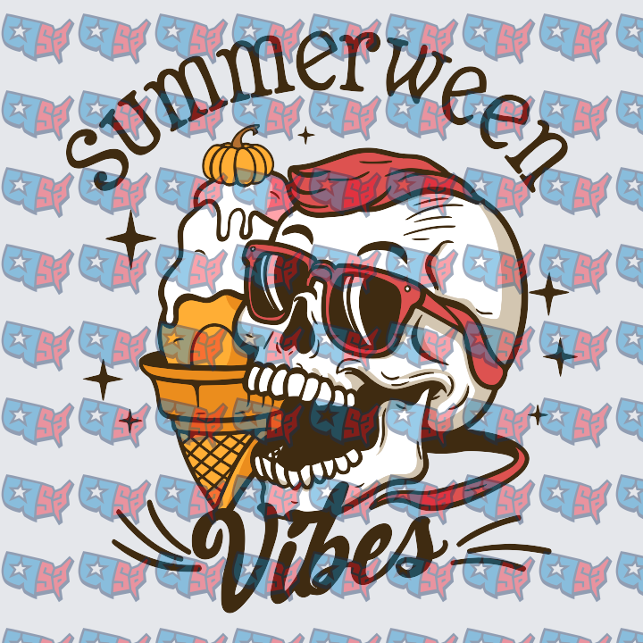 Summerween Vibes Skull Ice Cream Pumpkin (DTF)