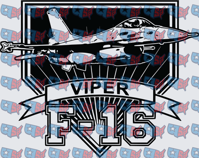 F-16 Viper Fighter Jet Bold Badge Design (DTF)