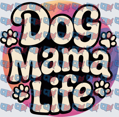 Dog Mama Life Retro Paw Print Design (DTF)