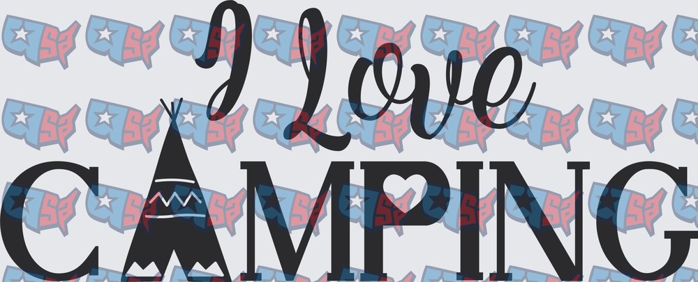 I Love Camping Teepee Script Typography Design (DTF)