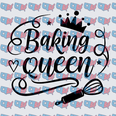 Baking Queen Crown Whisk Rolling Pin Script (DTF)