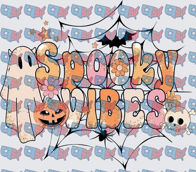 Spooky Vibes Halloween Ghost Pumpkin Spider Web (DTF)