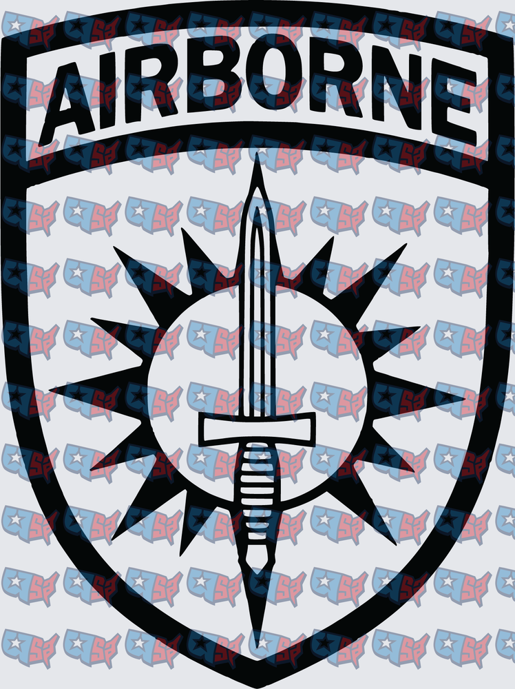 Airborne Military Shield Patch Sword Sun Emblem (DTF)