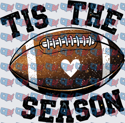 Tis The Season Glitter Football Heart Design (DTF)