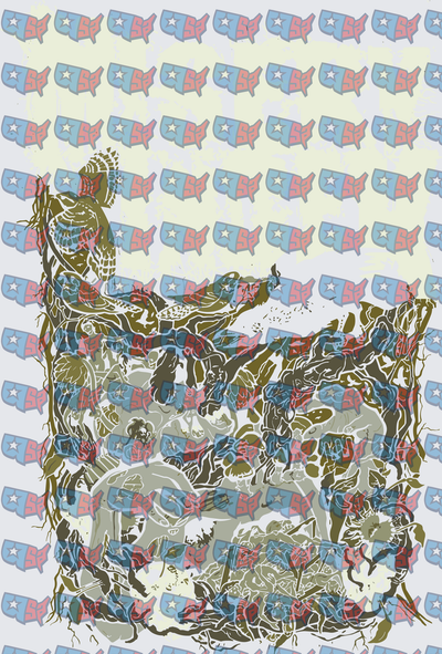 Patriotic Eagle Battle Scene American Flag Artwork (DTF)