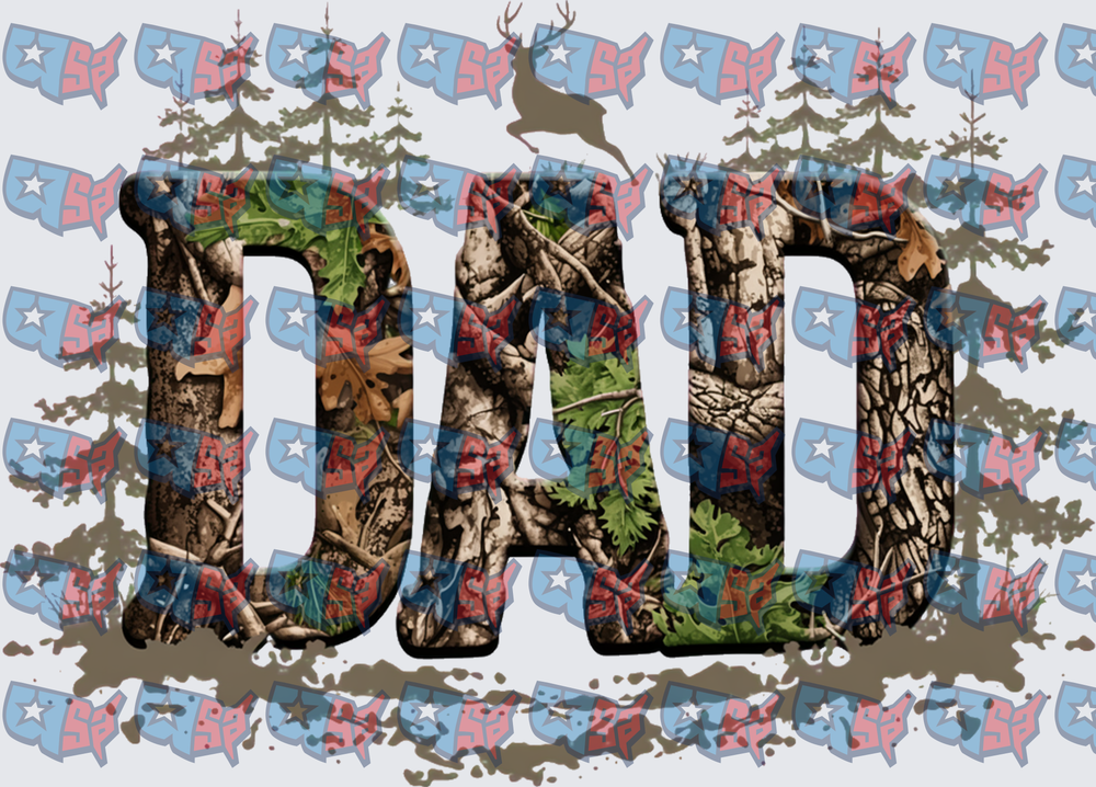 Mossy Oak Camo DAD Deer Pine Tree Design (DTF)