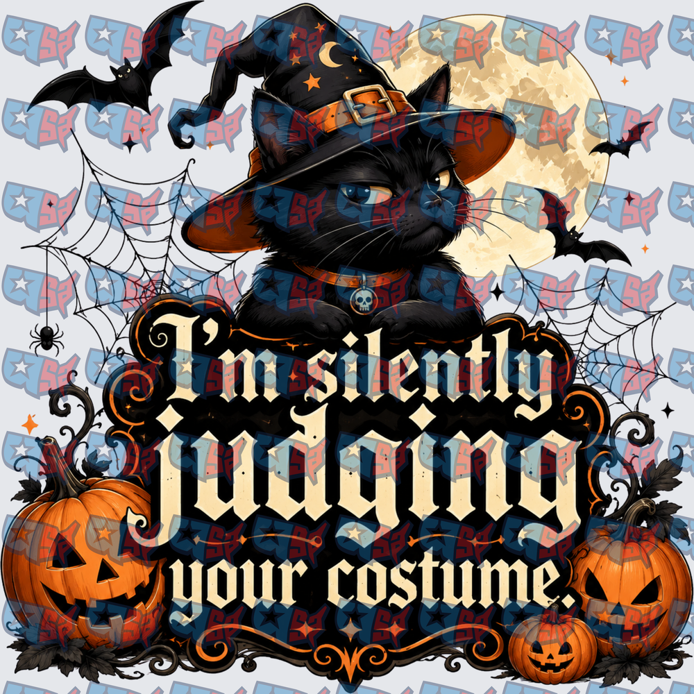 Silently Judging Your Costume Halloween Black Cat Witch (DTF)