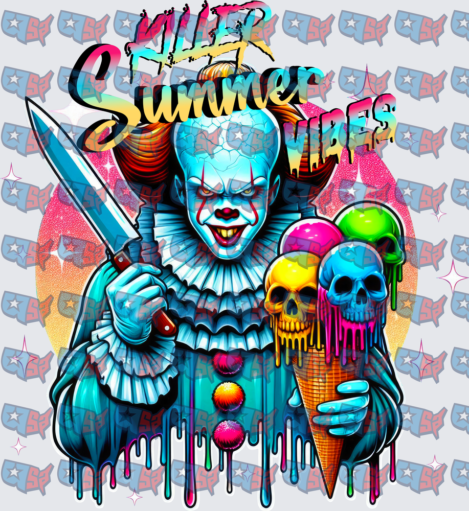 Killer Summer Vibes Evil Clown Skull Ice Cream (DTF)