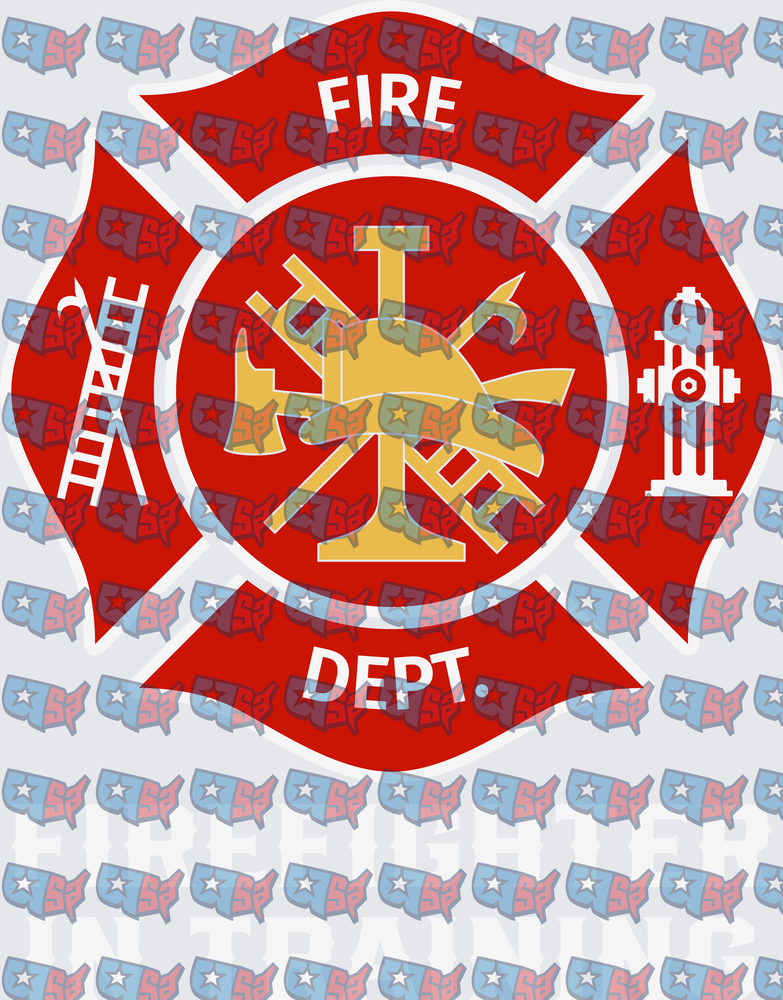 Fire Dept Maltese Cross Badge With Ladder And Hydrant (DTF)