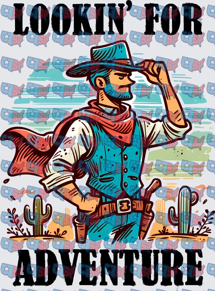 Lookin' For Adventure Western Cowboy Desert Scene (DTF)