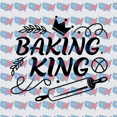Baking King Crown Rolling Pin Script Design (DTF)