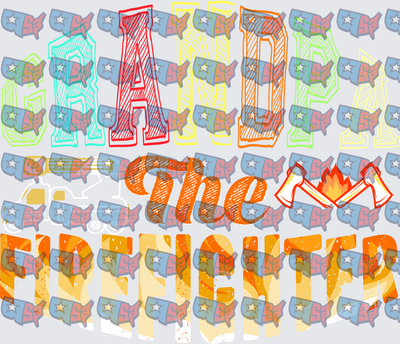 Grande The Firefighter Colorful Varsity Text Design (DTF)