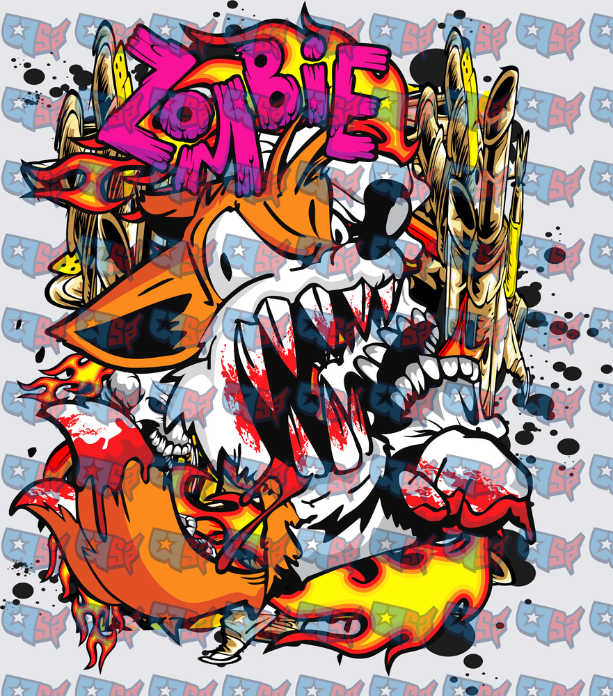 Zombie Graffiti Fox Undead Grunge Street Art (DTF)