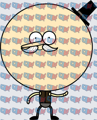 Round Cartoon Character With Top Hat Mustache (DTF)