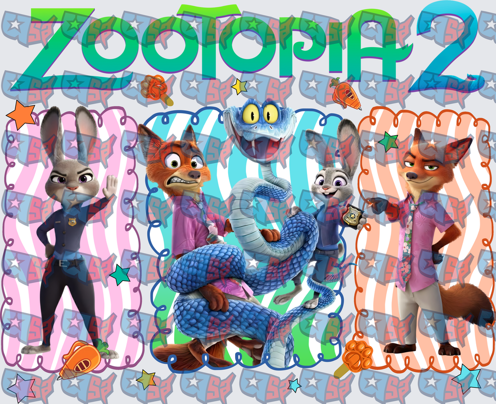 Zootopia 2 Judy Nick Snake Character Collage (DTF)