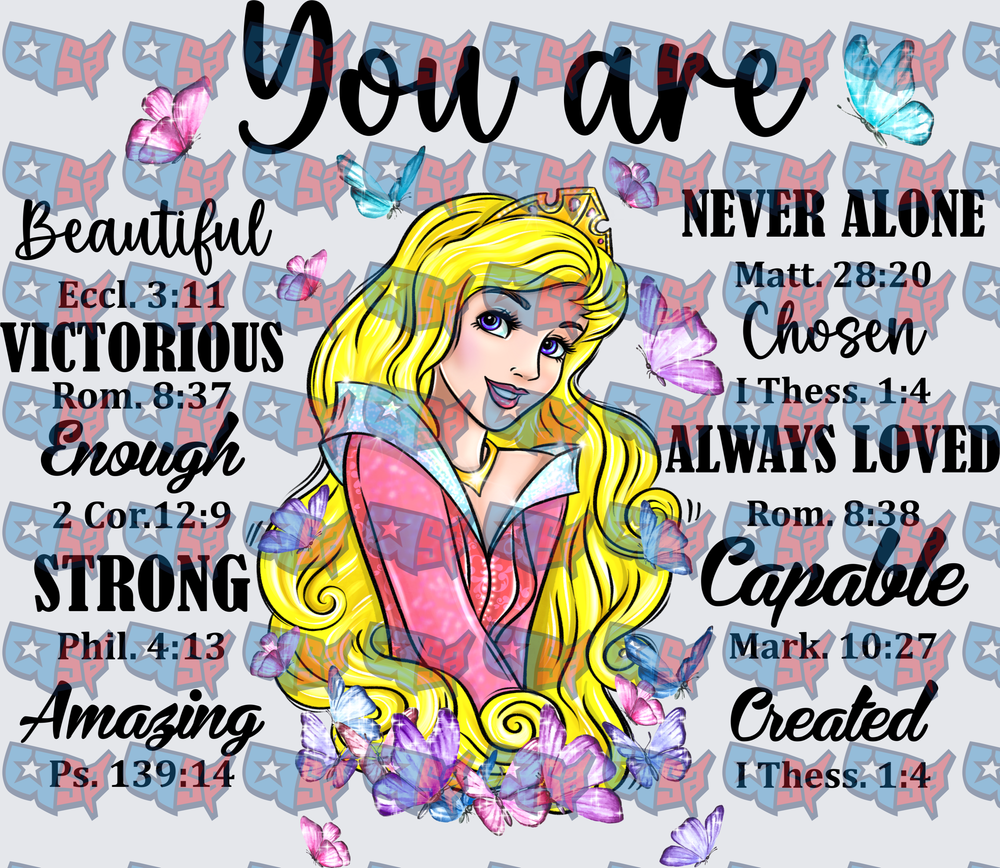 Sleeping Beauty You Are Bible Verse Butterfly Design (DTF)