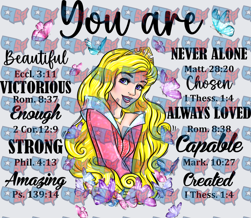 Sleeping Beauty You Are Bible Verse Butterfly Design (DTF)